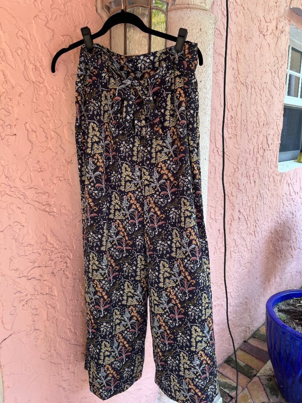 J. Crew Point Sur Jungle Palazzo Navy Wide Leg Pants Size 4